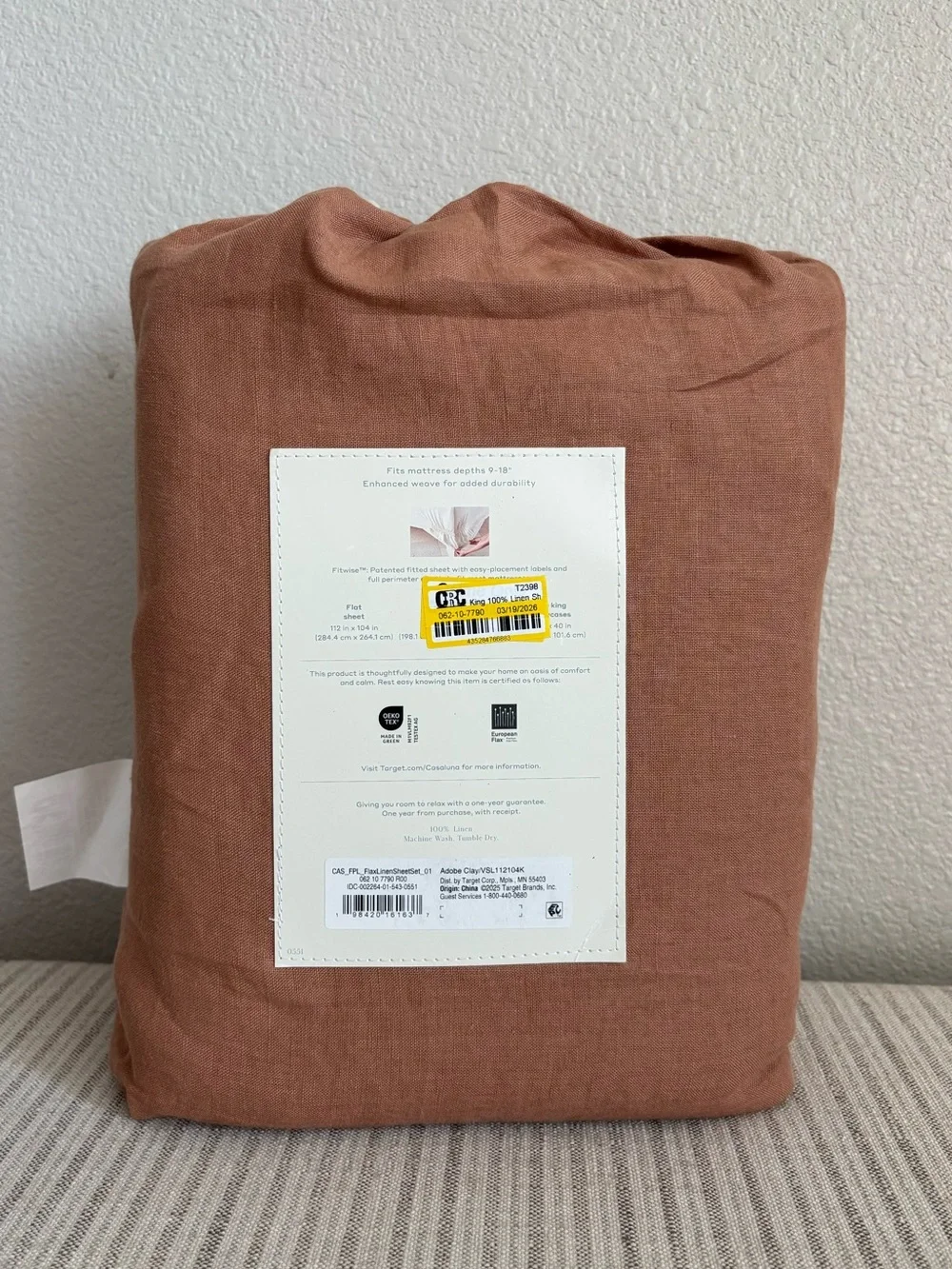NWT King 100% Linen Sheet Set Adobe Clay - Casaluna - Picture 2 of 6